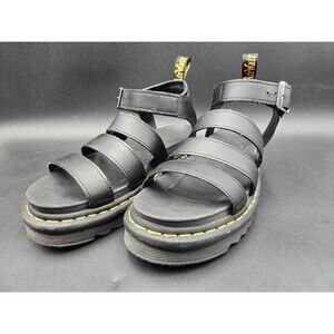 Dr Martens Blaire Shoes Womens 9 Black Leather Gladiator Sandals Platform Goth